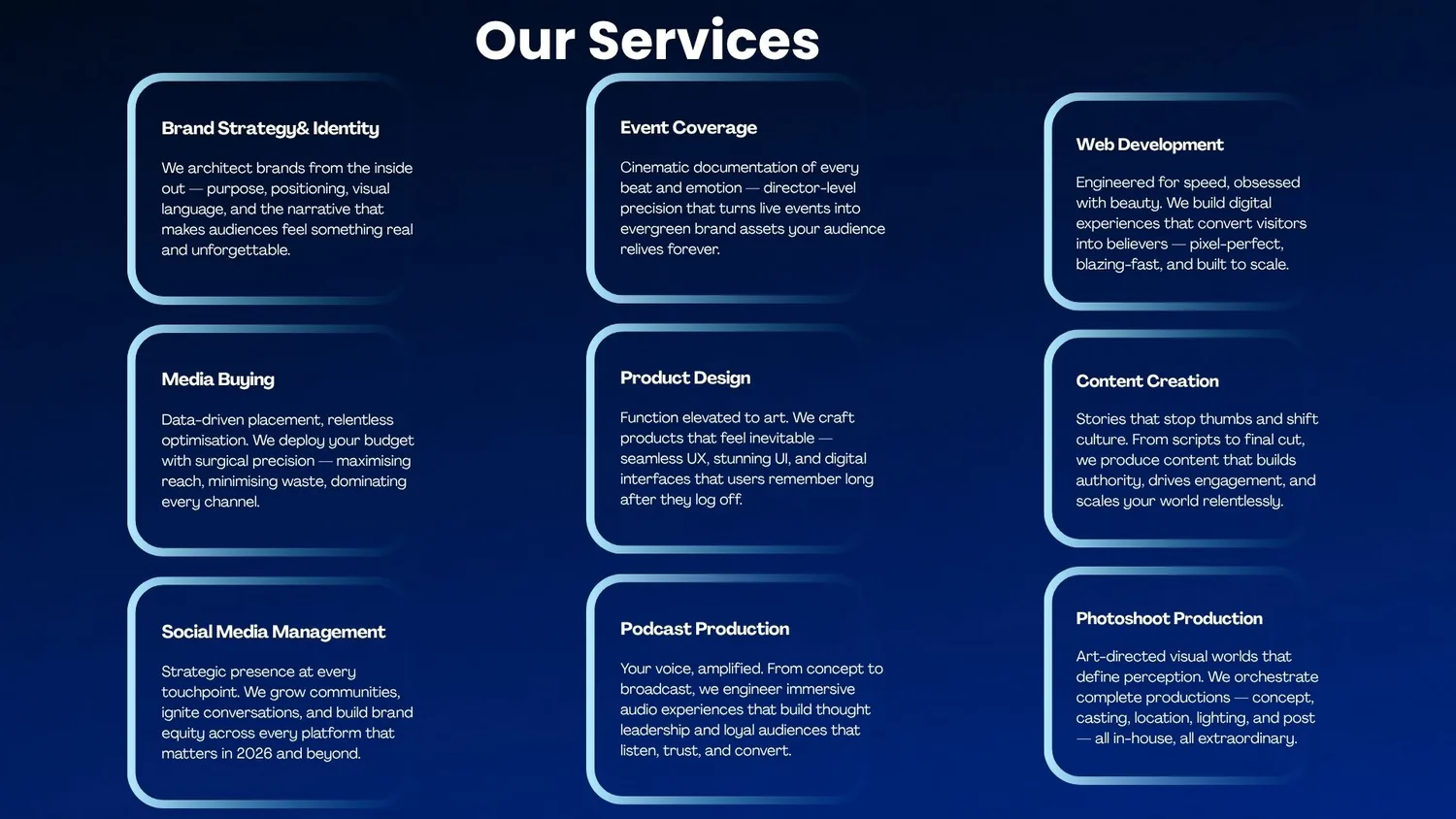Venna Vision agency services presentation