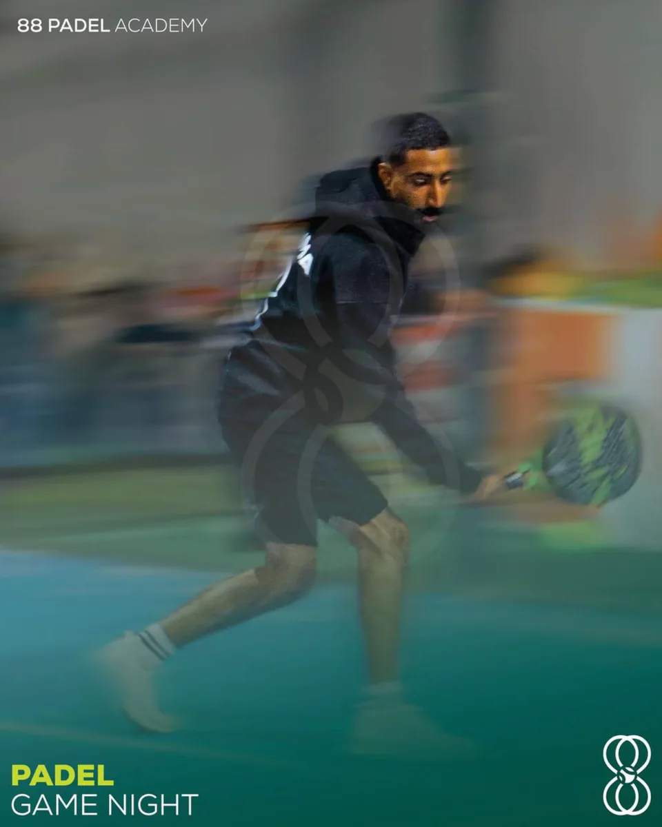Padel player captured with directional motion blur