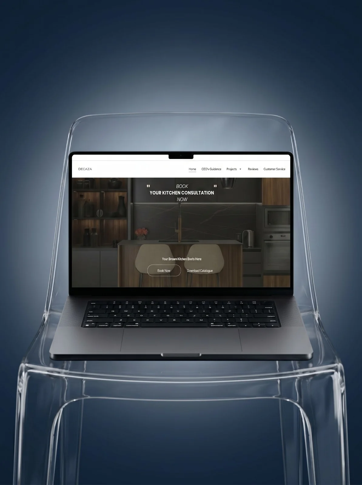 Decaza website shown on a laptop
