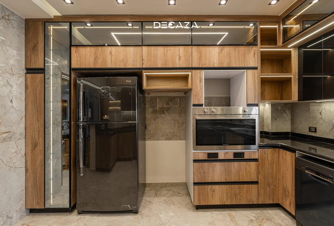 Decaza finished kitchen island and cabinetry