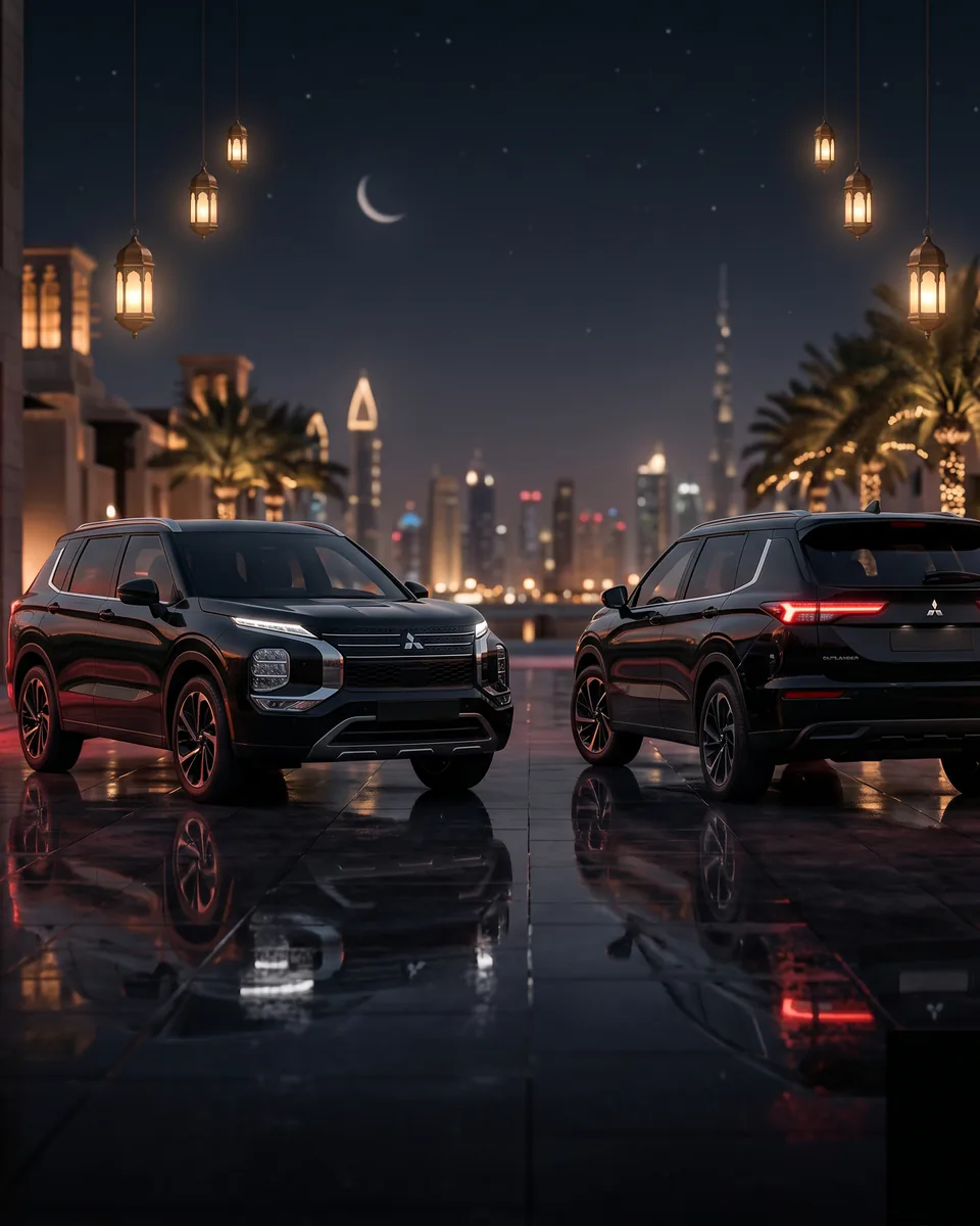 Minimal Mitsubishi Eid campaign composition